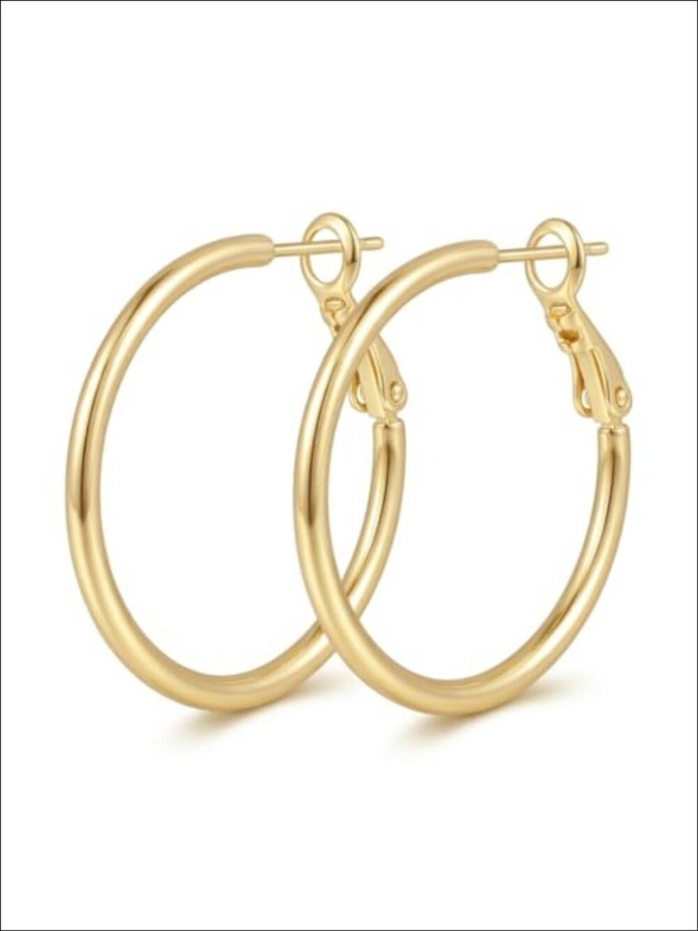 14K Gold Hoop Earrings Thin Lightweight Hypoallergenic 30-60mm